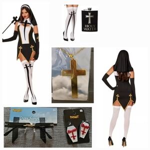 Halloween Women's Adult Sexy Nun Costume sz M/L complete with all accessories